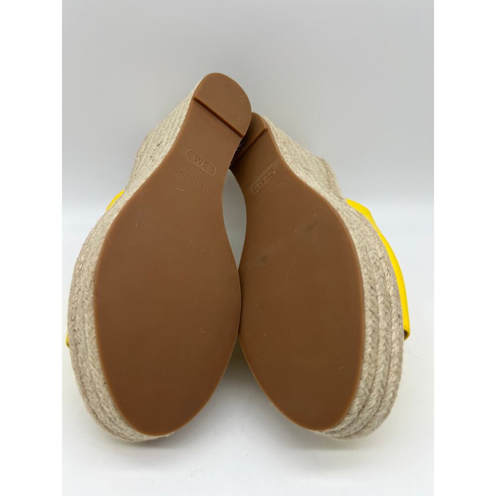 Kate Spade Tenley Espadrille Wedge Mule Sandal Yellow Leather S8311001 Size 8 - Picture 3 of 12